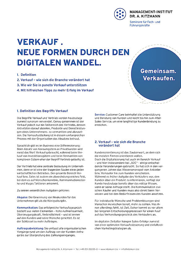 Verkauf. Neue Formen durch den digitalen Wandel.image